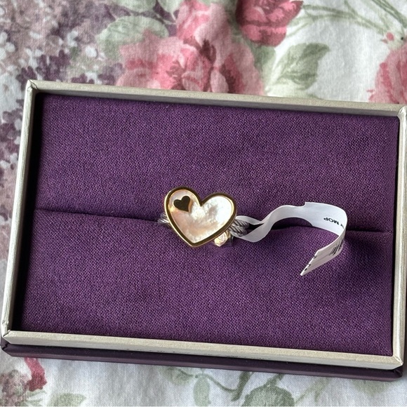 NWT Charriol Universal Love Silver Heart Mother of Pearl Cable Ring - Picture 3 of 8